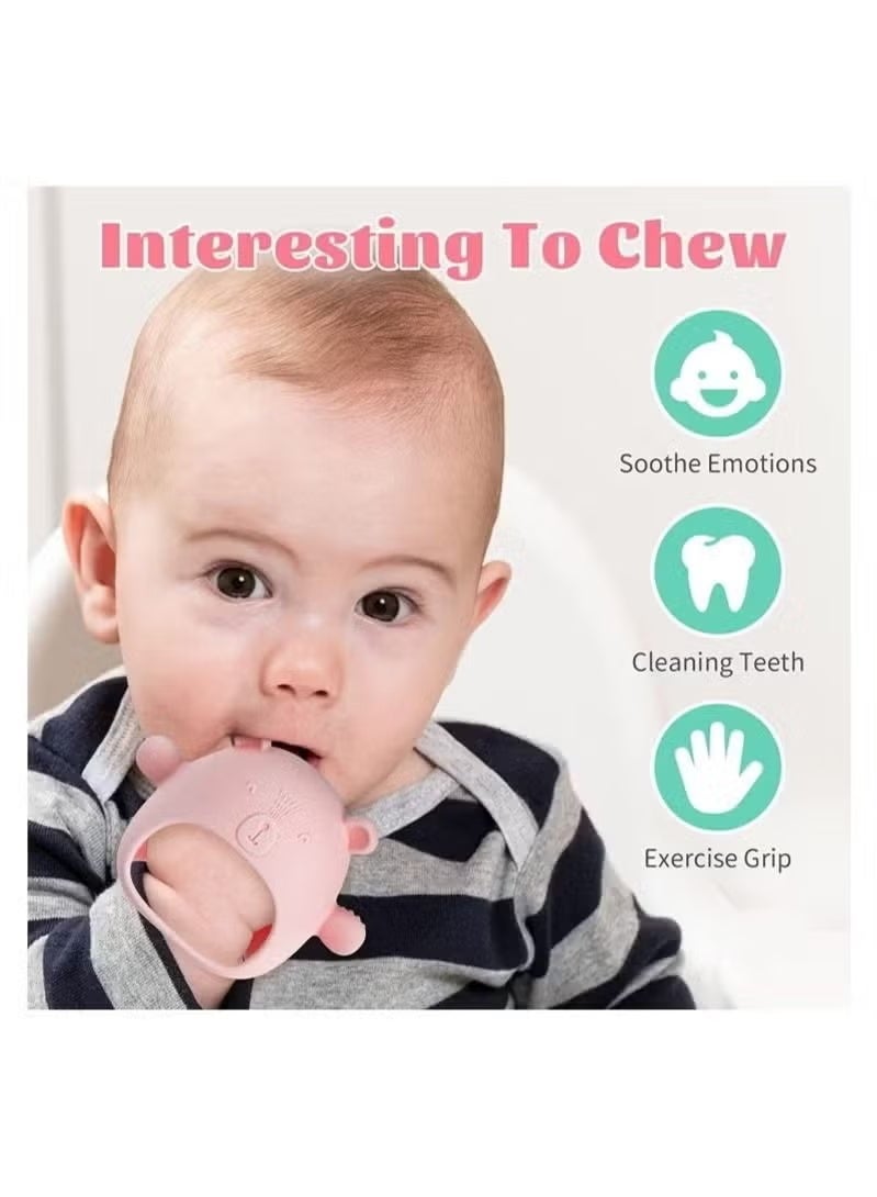 بيوينتي قفاز سيليكون للأطفال من بيبي ليتل بير، لعبة مضغ التسنين للأطفال من عمر 3 إلى 6 أشهر، من عمر 6 إلى 12 شهرًا، قفاز عضاضة مضاد للسقوط، خالٍ من مادة BPA للبنات والأولاد، احتياجات المص والعض، تهدئة اللثة وتسكين الألم - Image 2