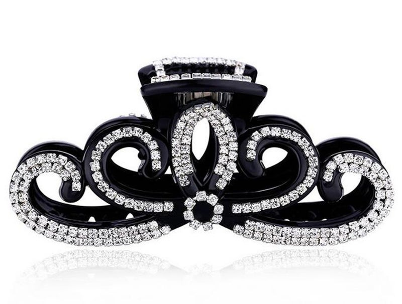 Suoirblss Women Lady Rhinestones Large Hair Claw Clip Hairpin Jaw Clips Thick Hair Accessories Black