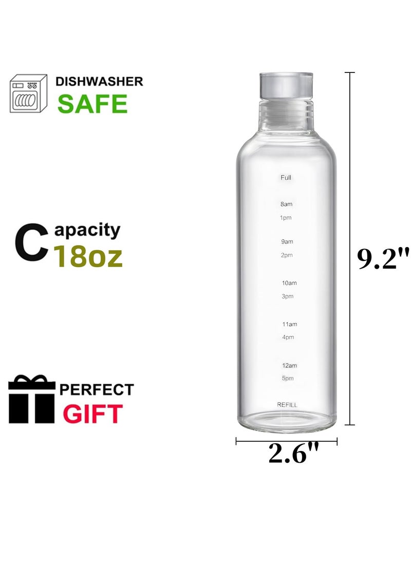 SYOSI - 2 Pack Glass Water Bottles with Time Marker, Glass Water Bottles with Sleeves, 18 oz Glass Bottles with Lids, Reusable Drinking Bottles for Hot and Cold Drinks - Image 1