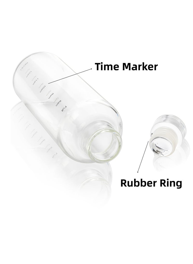 SYOSI - 2 Pack Glass Water Bottles with Time Marker, Glass Water Bottles with Sleeves, 18 oz Glass Bottles with Lids, Reusable Drinking Bottles for Hot and Cold Drinks - Image 1