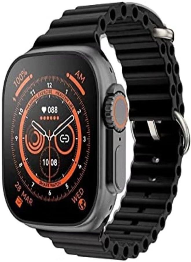 Generic Smart Watch Ultra T800 Multi Functional Wireless Charging Super Fast Latest Smart Watch With Ocean Band Black  - Image 1