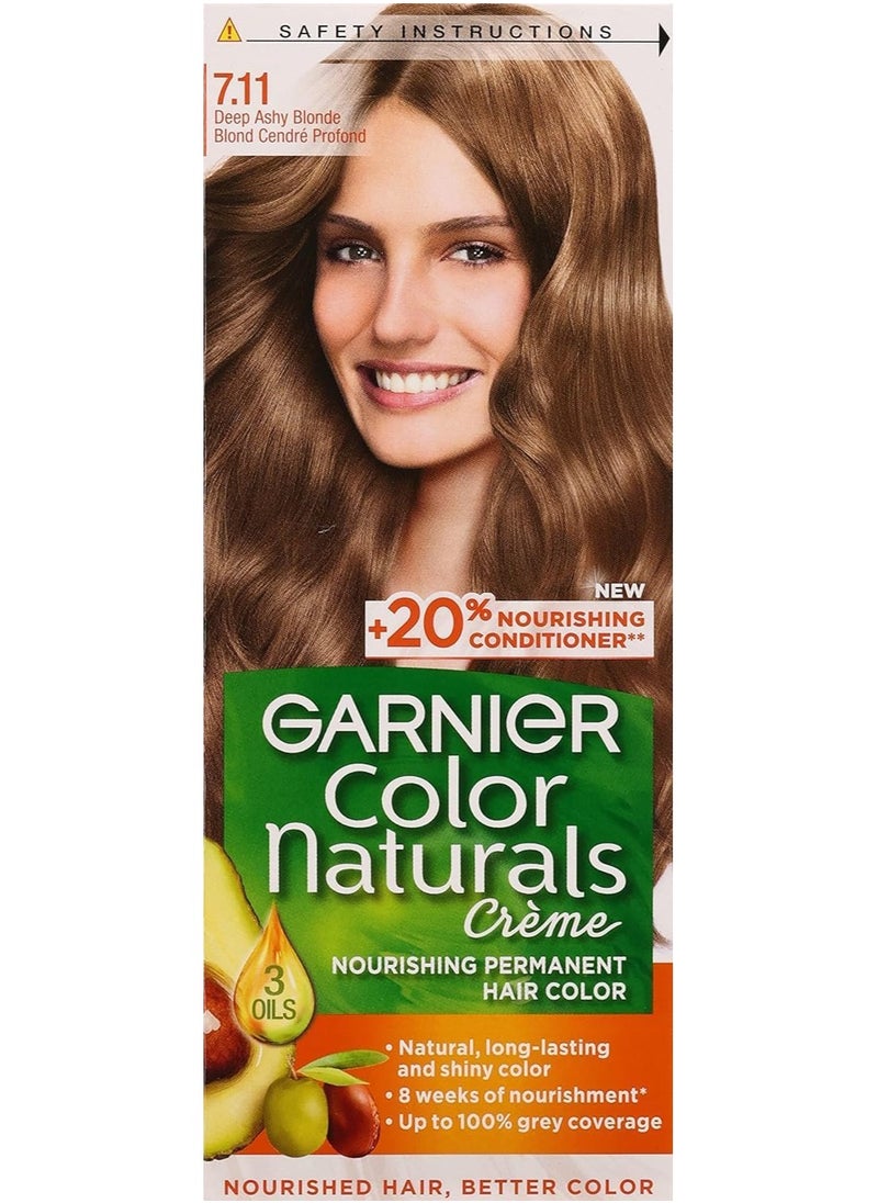 Garnier Garnier Color Naturals Permanent Creme Hair Color - 7.11 Deep Ashy Blonde 112 ML  - Image 1
