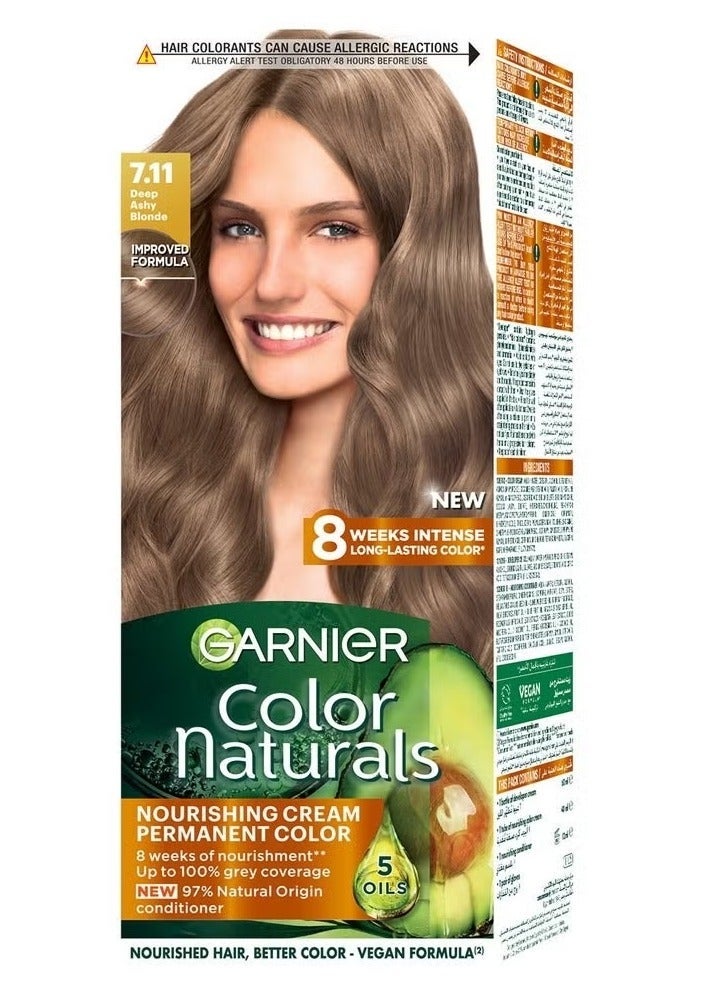 Garnier Color Naturals Permanent Creme Hair Color - 7.11 Deep Ashy Blonde 112 ML