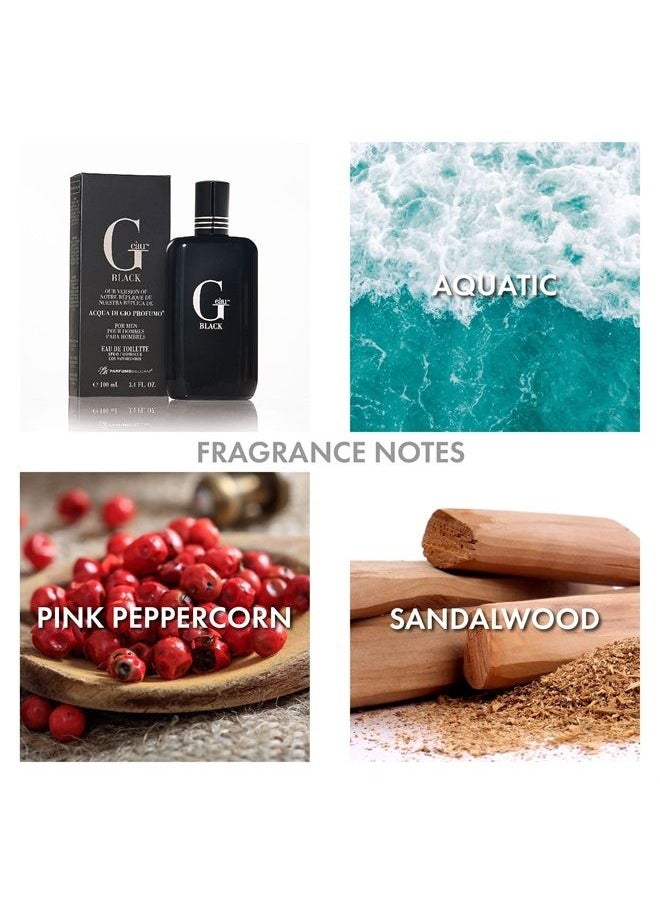PB ParfumsBelcam - G Eàu Black, version of Acqua di Gio Profumo Eau de Toilette Spray for Men, 3.4 Fl Oz - Image 1