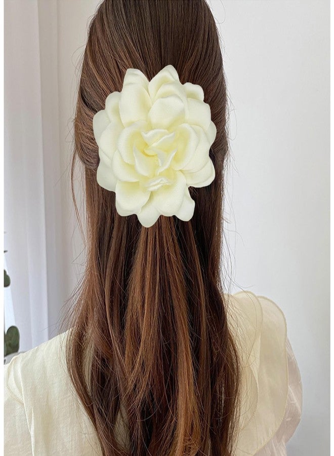 Decixde Large Flower Brooches Lapel Pins for Women Satin Fabric Brooches Big Camellia Flower Brooch Pins Wedding Part Dance Clothes Accessories Jewelry Gifts (beige) - Image 3