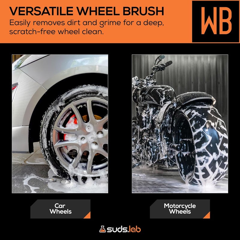 suds.lab فرشاة تنظيف العجلات من الألياف الدقيقة الفاخرة من Suds Lab WB لجميع أنواع المركبات – 18.1 بوصة فائقة النعومة وخالية من الخدوش وقابلة لإعادة الاستخدام لتنظيف الحافات والعجلات والإطارات بمقبض مريح - Image 5