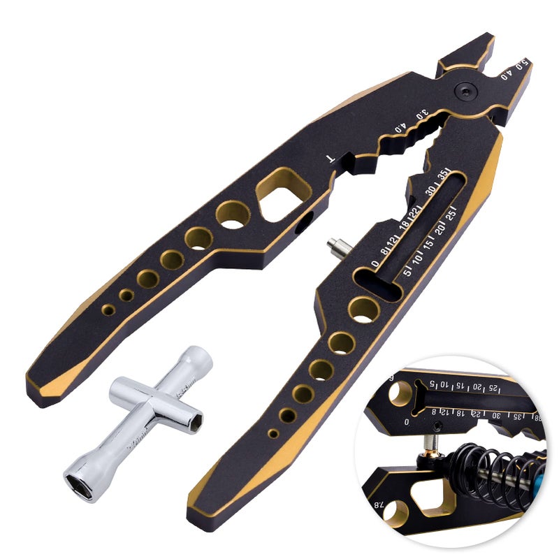 CrazyHobby Aluminum Alloy RC Shock Absorber Pliers RC Crawler Shocks Multifunction Pliers RC Rod Ends Disassemble Tools for Traxxas Arrma Axial Losi Redcat Racing Cars Trucks BlackGold - Image 3