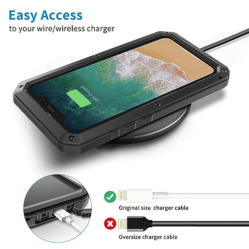 Marrkey for iPhone 13 Pro Max Case,360 Full Body Protective Cover Heavy Duty Shockproof Tough Armour Aluminum Metal Case with Silicone Built-in Screen Protector for iPhone 13 Pro Max 6.7" - Black - Image 5
