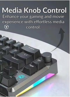 Generic Mechanical Gaming Keyboard, 68 Key, Red/Blue Switch, RGB Lights, Arabic, Wired USB Type C, waterproof, Anti-Dust, Ingrid White, Red Switch  - Image 4