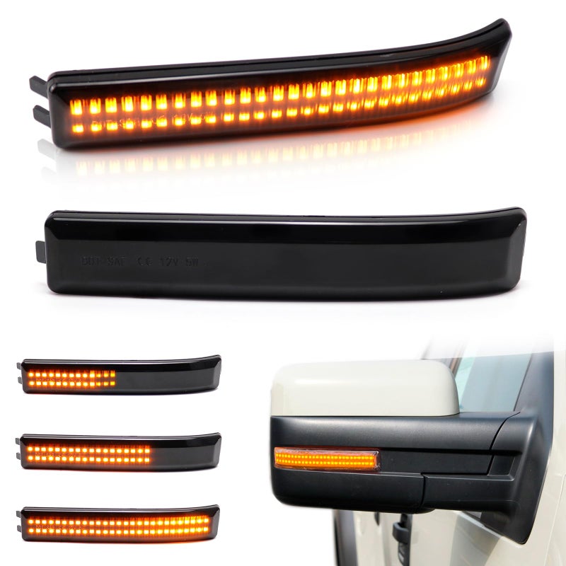 Sequential Side Mirror Reflector LED Turn Signal Lights for Ford F150 Raptor SVT 2009 2010 2011 2012 2013 2014 Smoked Lens Dynamic Amber Mirror Indicator