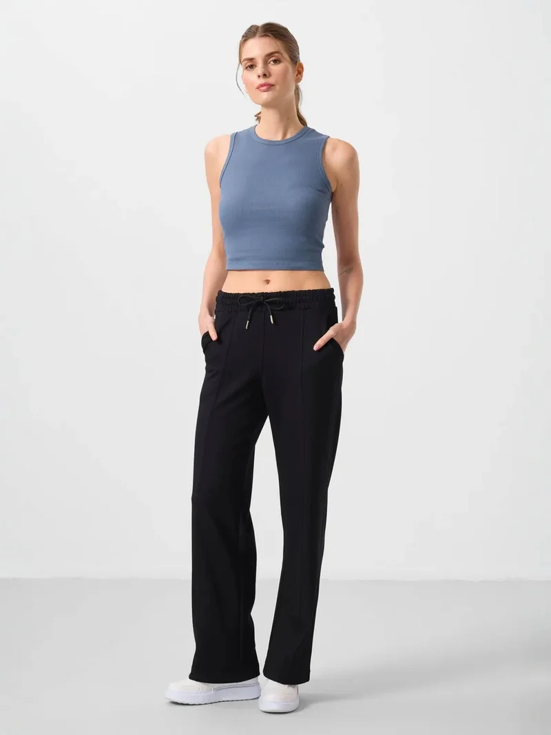 تومي لايف TOMMY Textured Wide Leg Palazzo Pants with Drawstring Waist