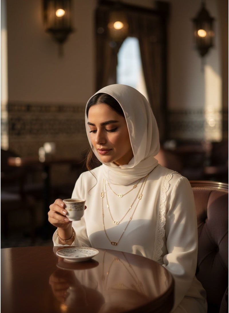 عام عقد CD مزدوج ستانلس ستيل بتصميم روابط أنيقة – لون ذهبي عصري - Image 3