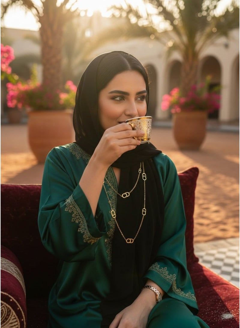 عام عقد CD مزدوج ستانلس ستيل بتصميم روابط أنيقة – لون ذهبي عصري - Image 1