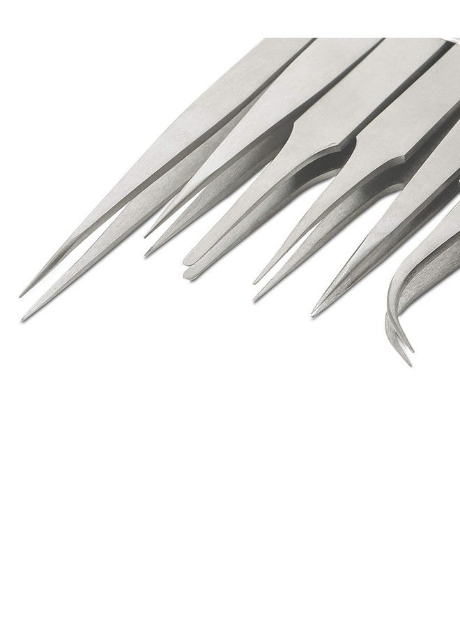 Greta Professional Stainless Steel 6 Pcs Tweezer Set With Fine Tips Sizes And Angles For Mobiles, Industrial, Hobby, Jewelry, Personal Care - Image 3