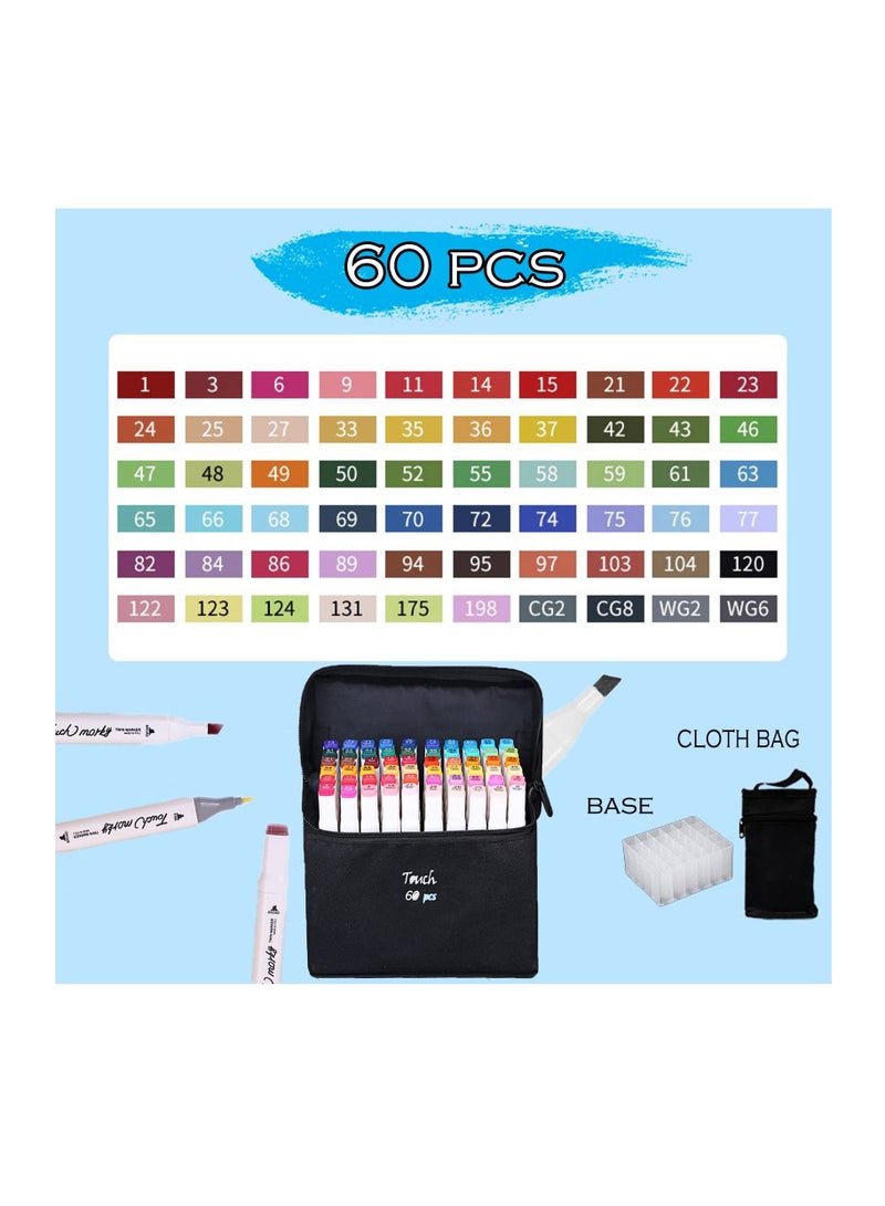 طقم أقلام تحديد ثنائية الطرف قابلة للغسل 60 لونًا كلاسيكيًا باستيل مجموعة أدوات تحديد فنية مثالية هدية للأطفال فتاة - Image 4