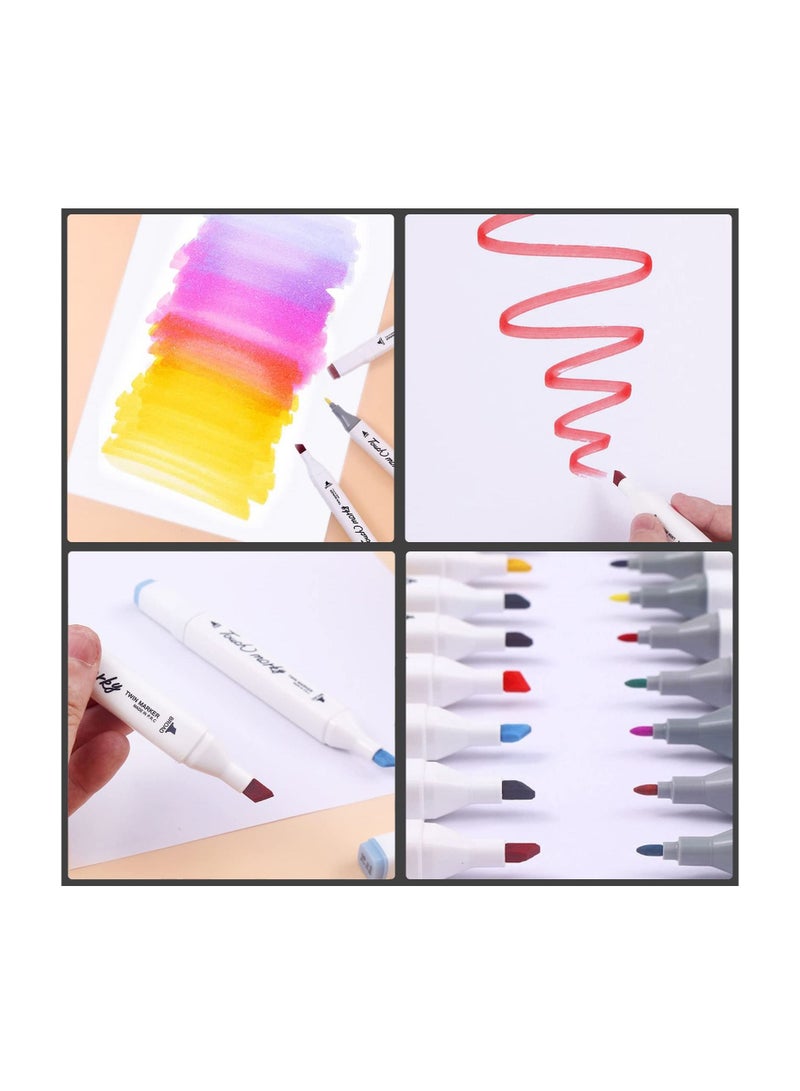 طقم أقلام تحديد ثنائية الطرف قابلة للغسل 60 لونًا كلاسيكيًا باستيل مجموعة أدوات تحديد فنية مثالية هدية للأطفال فتاة - Image 3