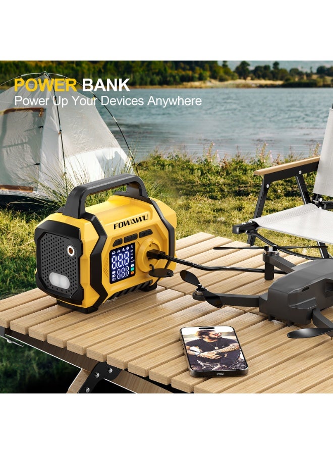 FOWAWU 6000A 26800mAh Jump Starter with Air Compressor, Car Battery Jumper Starter power Bank (ALL Gas/10.0L Diesel), Cordless Auto-Shutoff Tire Inflator, Type-C Quick Charge, Smart Jumper, LED Lights - Image 5