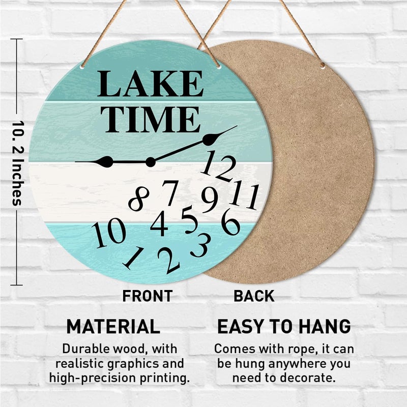ARS Graphics ARS® Lake House Wall Decor - Round Hanging Sign with Lake Time Design - Image 2