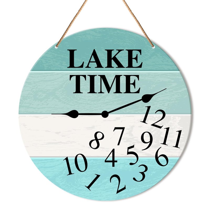 ARS Graphics ARS® Lake House Wall Decor - Round Hanging Sign with Lake Time Design - Image 1