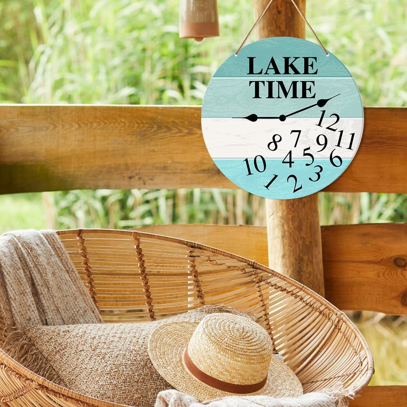 ARS Graphics ARS® Lake House Wall Decor - Round Hanging Sign with Lake Time Design - Image 4