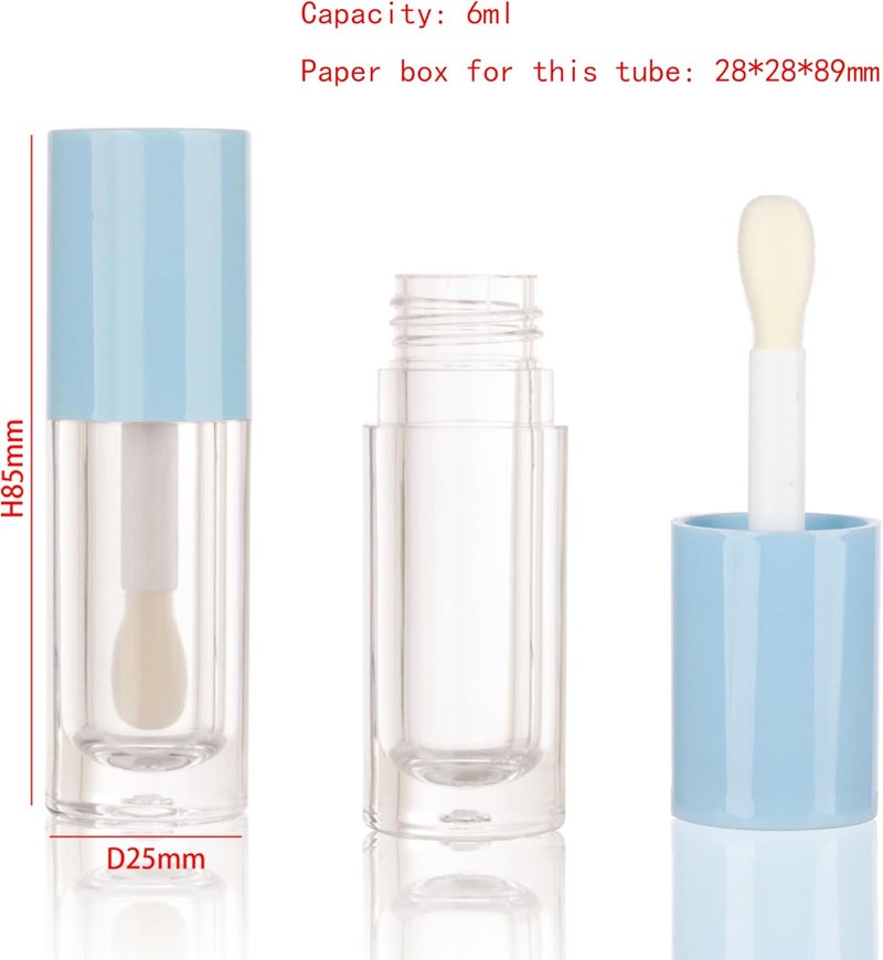 COSIDEA 14pcs Empty 6ml big doe foot wand Chunky lip gloss tubes for DIY lipgloss,Pink round lipgloss containers tubes with thick wand (Blue) - Image 2