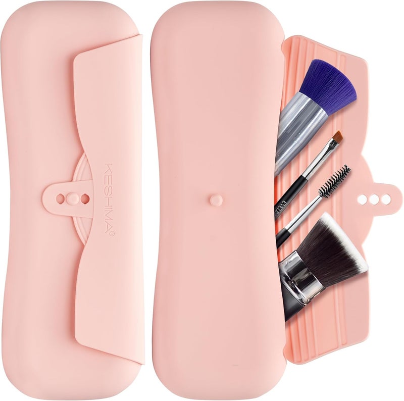 KESHIMA Silicone Makeup Brush Holder - Soft Stylish Travel Makeup Brush Holder for Beauty On-the-Go