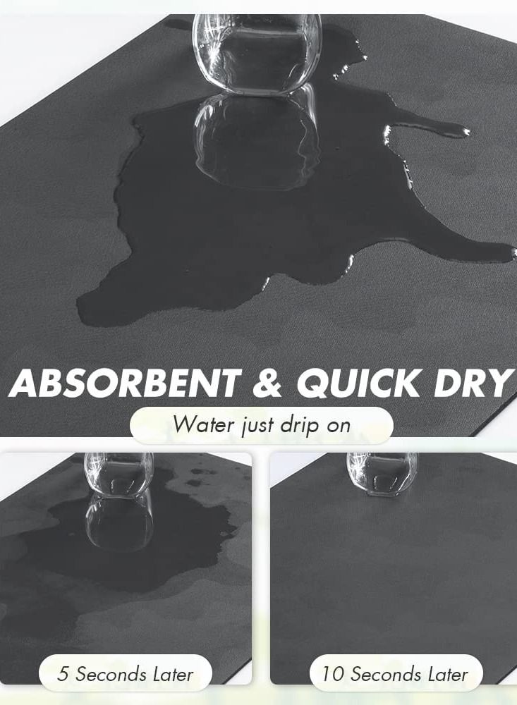 MIXDE Coffee Mat 50x60CM Hide Stain Rubber Backed Absorbent Dish Drying Mat for Kitchen Counter-Coffee Bar Accessories Fit Under Coffee Maker Coffee Machine Coffee Pot Espresso Machine - Image 4