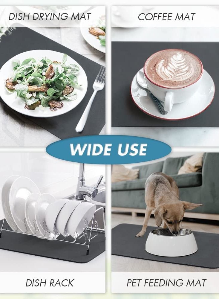 MIXDE Coffee Mat 50x60CM Hide Stain Rubber Backed Absorbent Dish Drying Mat for Kitchen Counter-Coffee Bar Accessories Fit Under Coffee Maker Coffee Machine Coffee Pot Espresso Machine - Image 3