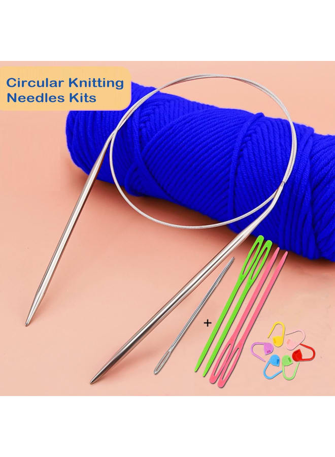 Circular 32-inch (80cm) Stainless Steel Sewing Needle Kits, Stainless Steel Circular Knitting Needle Size US 0 (2mm), Suitable for Crochet Project - Image 3