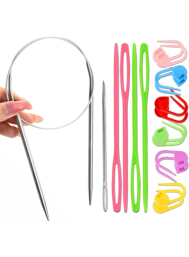 Circular 32-inch (80cm) Stainless Steel Sewing Needle Kits, Stainless Steel Circular Knitting Needle Size US 0 (2mm), Suitable for Crochet Project - Image 1