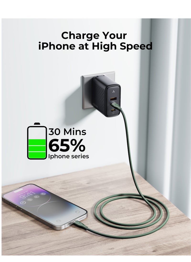 VOLTME USB C to Lightning Cable, PD 30W Powerlink RUGG Double Nylon Braided Fast Charging Cord (2.0m/6.6ft), USB 2.0 with 480Mbps Data Transfer Speed, Compatible with iPhone 14/14 Plus/14 Pro/14 Pro Max/iPhone 13/12/11/XS/Pro Max/Pro/Mini/SE, iPad 9, and More Devices (Green)  - Image 2