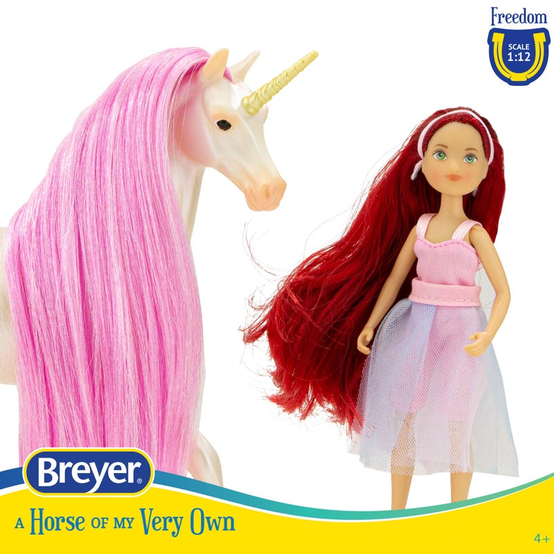 Breyer Horses Freedom Series Unicorn and Rider Set  Sky  Meadow  Fantasy Horse and Rider Set  Horse Toy  975 x 7  112 Scale  Model 61147 - Image 3