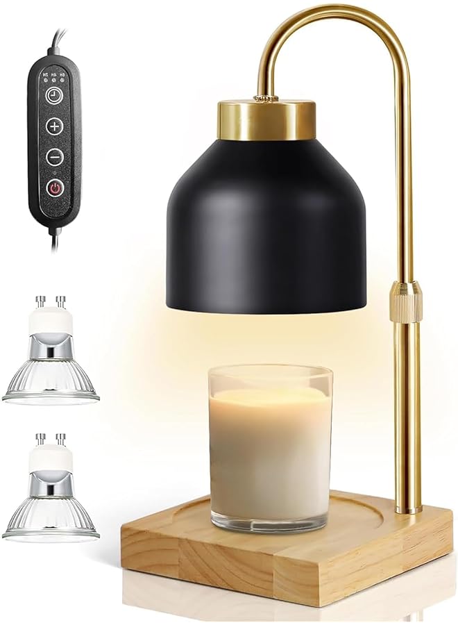 The Bros Candle Warmer Lamp, Adjustable Height Candle Lamp Warmer with Timer, Wax Warmer With Dimmer Adjustable Height For All Jar Scented Candle Melting Lamp Wax Warmer Bedroom Home Decor with 2 Bulb - Image 1