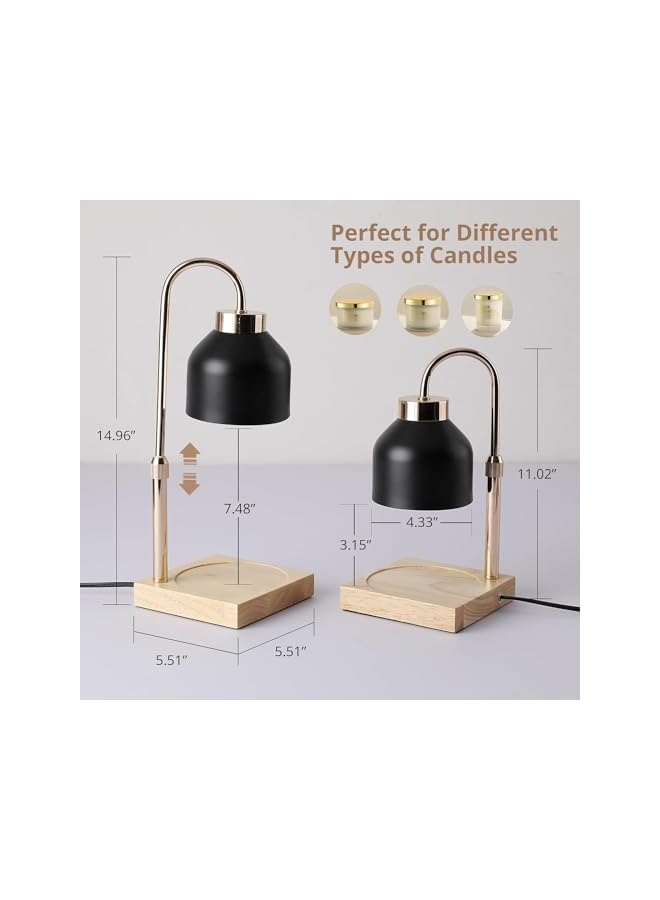 The Bros Candle Warmer Lamp, Adjustable Height Candle Lamp Warmer with Timer, Wax Warmer With Dimmer Adjustable Height For All Jar Scented Candle Melting Lamp Wax Warmer Bedroom Home Decor with 2 Bulb - Image 3