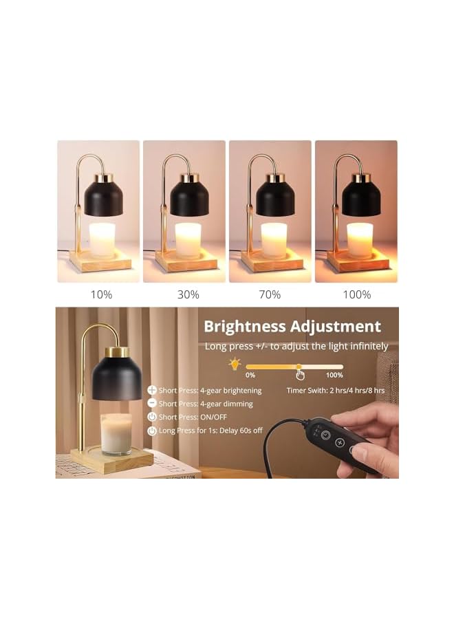The Bros Candle Warmer Lamp, Adjustable Height Candle Lamp Warmer with Timer, Wax Warmer With Dimmer Adjustable Height For All Jar Scented Candle Melting Lamp Wax Warmer Bedroom Home Decor with 2 Bulb - Image 2
