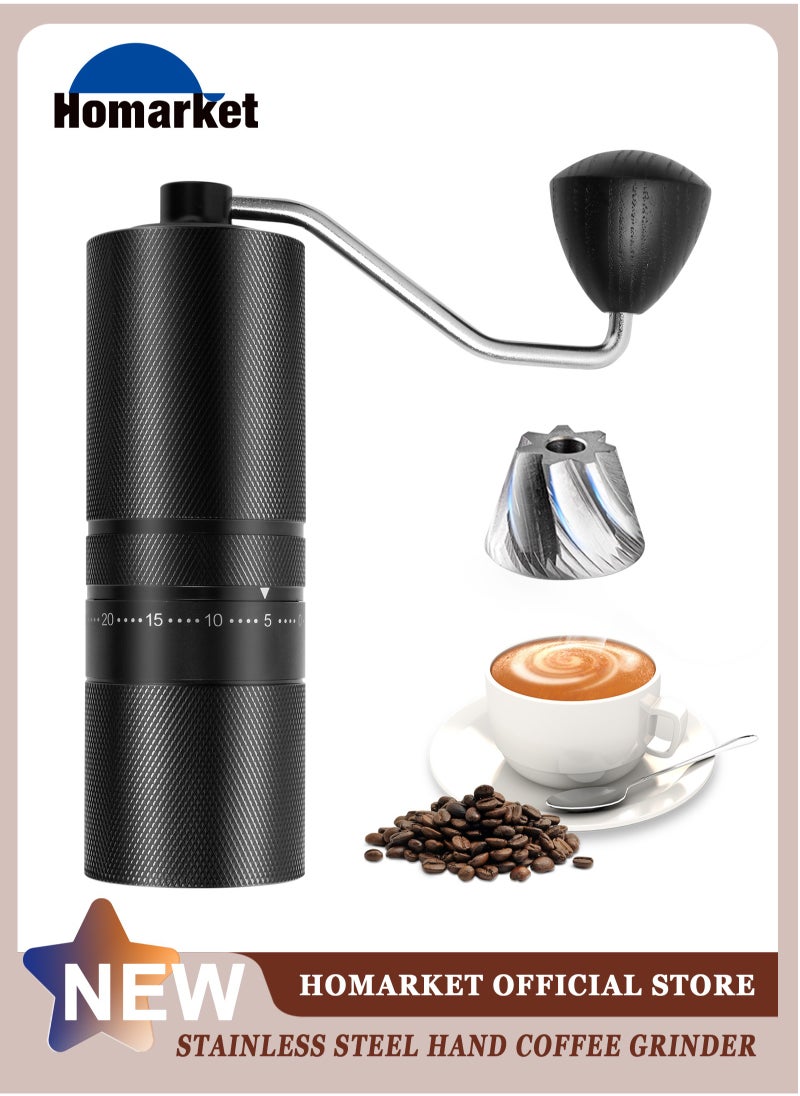 HomarKet Manual Coffee Grinder with 7 Star Stainless Steel Burr, Hand Coffee Grinder for French Press, Mocha, Espresso, External Adjustable Design, Three Bearing Positioning, Black  - Image 1