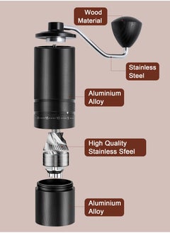 HomarKet Manual Coffee Grinder with 7 Star Stainless Steel Burr, Hand Coffee Grinder for French Press, Mocha, Espresso, External Adjustable Design, Three Bearing Positioning, Black  - Image 3