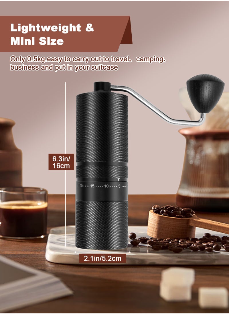 HomarKet Manual Coffee Grinder with 7 Star Stainless Steel Burr, Hand Coffee Grinder for French Press, Mocha, Espresso, External Adjustable Design, Three Bearing Positioning, Black  - Image 2