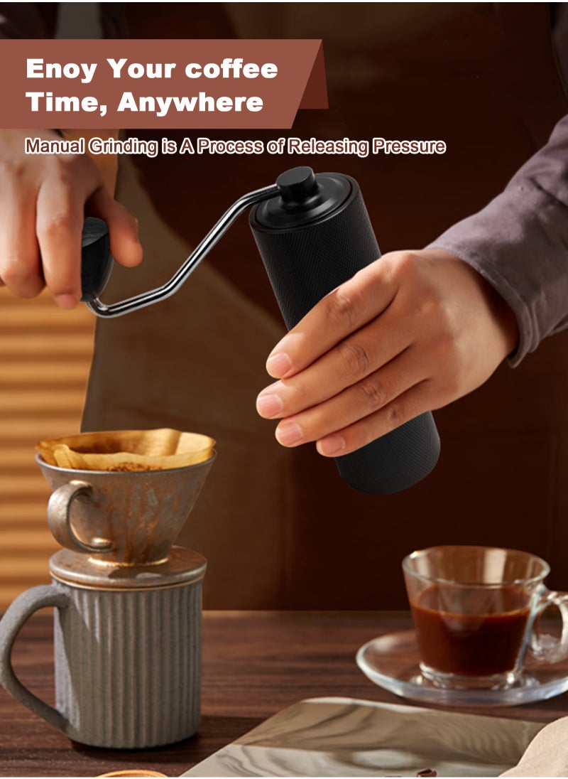 HomarKet Manual Coffee Grinder with 7 Star Stainless Steel Burr, Hand Coffee Grinder for French Press, Mocha, Espresso, External Adjustable Design, Three Bearing Positioning, Black  - Image 4