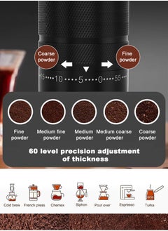 HomarKet Manual Coffee Grinder with 7 Star Stainless Steel Burr, Hand Coffee Grinder for French Press, Mocha, Espresso, External Adjustable Design, Three Bearing Positioning, Black  - Image 5