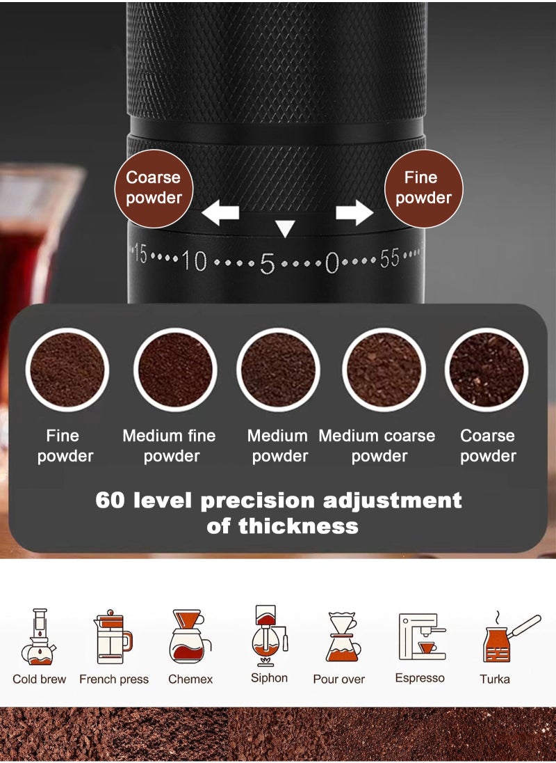 HomarKet Manual Coffee Grinder with 7 Star Stainless Steel Burr, Hand Coffee Grinder for French Press, Mocha, Espresso, External Adjustable Design, Three Bearing Positioning, Black  - Image 5