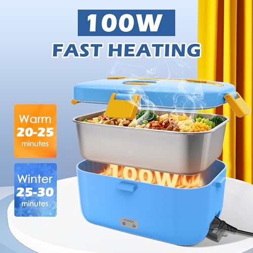 COZYEXPERT 100W Heated Lunch Boxes for Adults 12V 24V 110V-230V Electric Lunch Box Food Heater for Car/Truck Portable Food Heating Boxes with 1.8L 304 SS Containe - Image 2