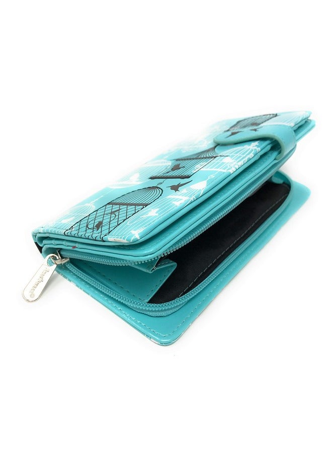 Shag Wear Vintage Bird Cage Large Wallet For Women Blue 7  - Image 4