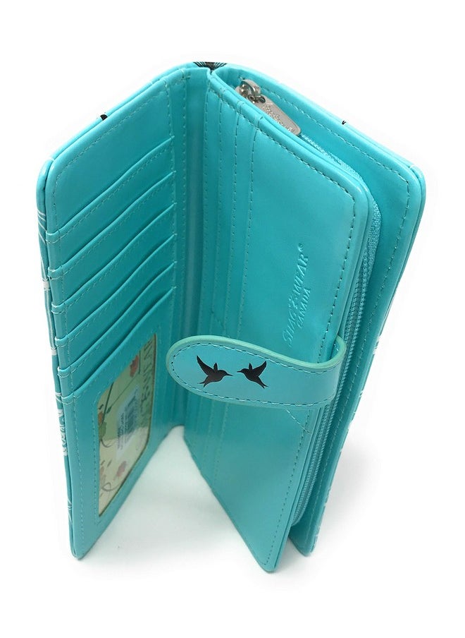 Shag Wear Vintage Bird Cage Large Wallet For Women Blue 7  - Image 3