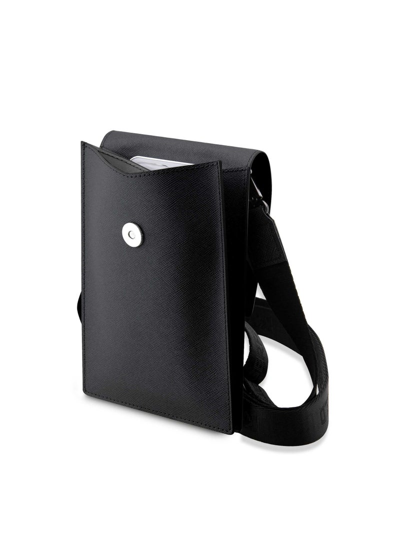 Karl Lagerfeld Phone Pouch Universal Saffiano K&C NFT Detachable Shoulder Strap with 3 Card Slot and 2 Compartment - Black - Image 3