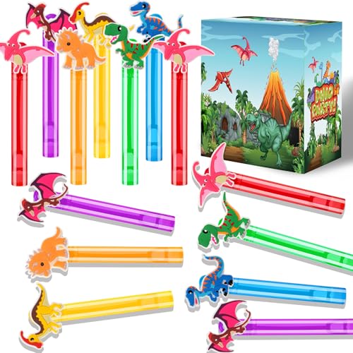 PLOUGVI 24Pcs Dinosaur Bubble Wands for Kids Dino Party Favors Supplies Decorations Pinata Goodie Bag Stuffers Classroom Prizes - Image 1