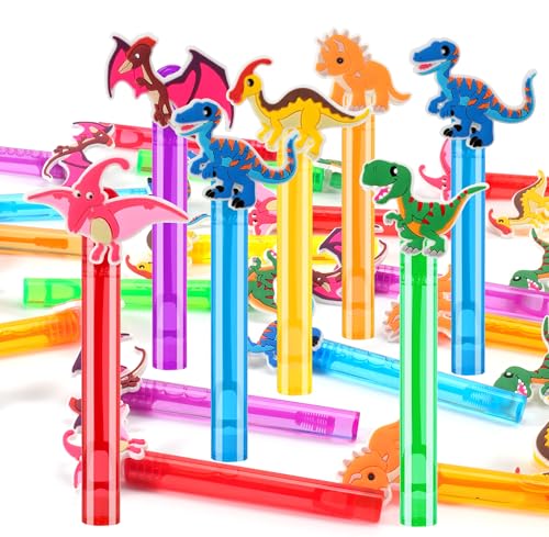 PLOUGVI 24Pcs Dinosaur Bubble Wands for Kids Dino Party Favors Supplies Decorations Pinata Goodie Bag Stuffers Classroom Prizes - Image 5