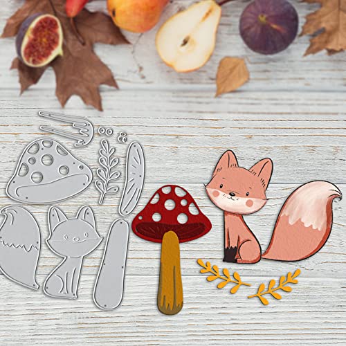 Threetols Fall Mushroom Cutting Dies, Autumn Fox Animal Leaves Die Cuts Embossing Stencil for Card Making Scrapbooking Paper Craft Album Stamps DIY Décor - Image 4