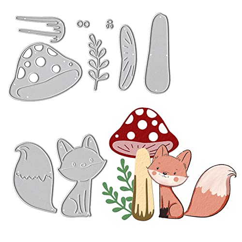 Threetols Fall Mushroom Cutting Dies, Autumn Fox Animal Leaves Die Cuts Embossing Stencil for Card Making Scrapbooking Paper Craft Album Stamps DIY Décor - Image 5