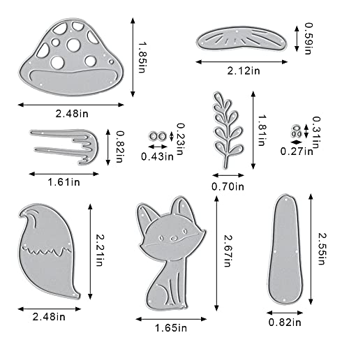 Threetols Fall Mushroom Cutting Dies, Autumn Fox Animal Leaves Die Cuts Embossing Stencil for Card Making Scrapbooking Paper Craft Album Stamps DIY Décor - Image 2